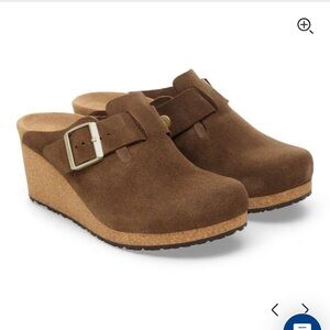 Sz38⭐️Like New Birkenstock Papillo Fanny Ring Buckle Dark Tea Suede Mules.